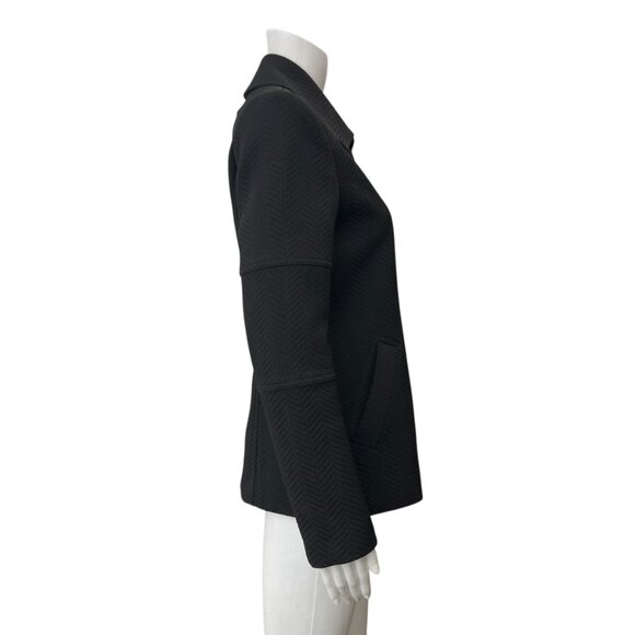 $318 Reiss Black Textured Asymmetric Zip Lyndon Jacket size 6 - Picture 8 of 13